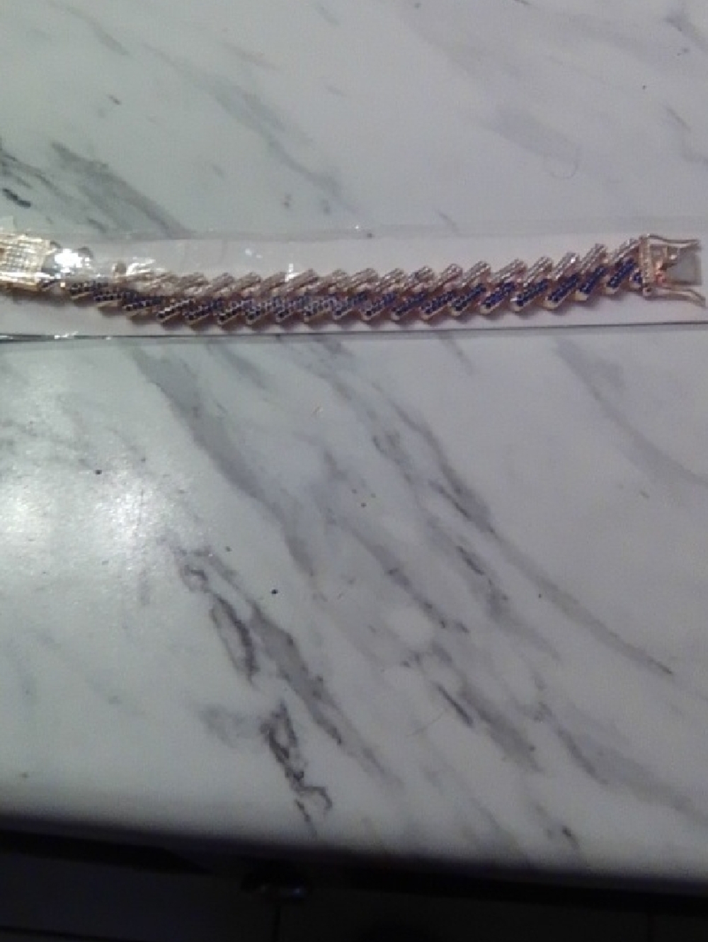 Gold and Blue Zigzag Bracelet